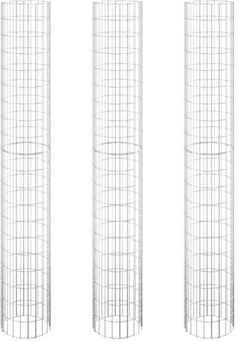 vidaXL Circular Gabion Raised Beds 3 pcs, Gabion Basket for Planter, Gabion Cage for Outdoor, Garden Planter, Galvanised Steel 30x200 cm