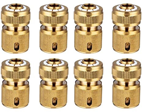 Gartenschlauch-Adapter, Messing Schnellkupplung 1/2 Schlauchkupplung, für Rohr Verbinden Gartengeräte (8 Stück)