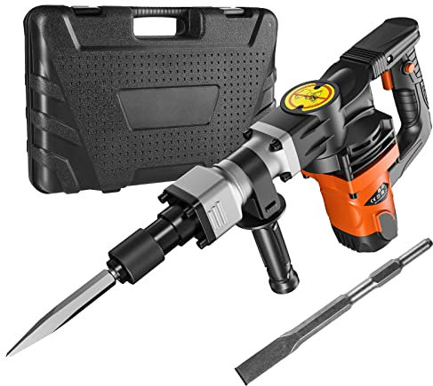 VEVOR Martello Demolitore per Calcestruzzo 1400W 2 Punte a Scalpello per 2900BPM, Kit di Martello Elettrico 220V per Lavorazione su Cemento Mattoni Piastrelle Demolizione per Muro 19J