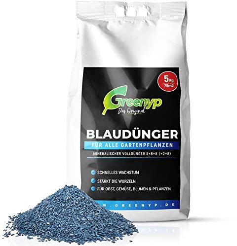 Greenyp Blaudünger NPK Dünger für Pflanzen 5-30kg I Universaldünger Langzeitdünger für Obst, Gemüse, Blumen, Rasen oder Zierpflanzen I Stickstoffdünger für alle Garten Kulturen (5kg / 75m²)