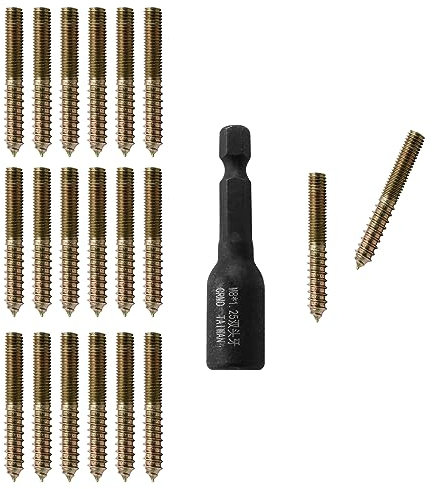 Hitefu 10PCS Hanger Bolts, M8 Double Ended Screws 2.36(60mm) Length, M8 Dowel Screw for Wood Furniture, with (M8x1.25mm) Hanger Bolt Driver