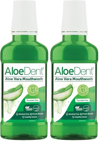 Aloe Dent Rince-Bouche à l'Aloe Vera 250 ml - Protège les gencives - Sans alcool - Menthe poivrée - Lot de 2
