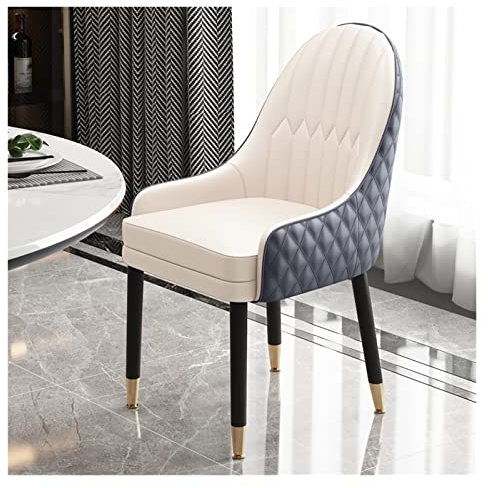 WIGSELBL Küche Esszimmerstuhl Ledersessel Wohnzimmer Lounge Thekenstühle Balkon Sofa Stuhl Massivholzbeine, Akzentstühle Schminkstuhl mit Rückenlehne für Esszimmer (Farbe: Weiß)