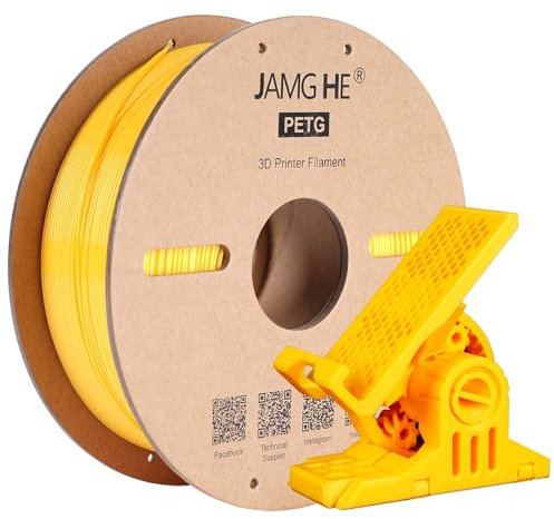 PETG Filament for 3D Printer, JAMG HE PETG Filament 1.75mm 1KG Precision +/- 0.02 mm PETG Filament Spool for 3D Printing Refill (1KG, Yellow)