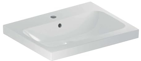 Geberit iCon Light Aufsatzwaschtisch, 60 cm x 48 cm, mit Hahnloch, mit Überlauf,501847, 501.847.00.1, Farbe: Weiß