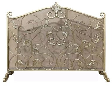 Funkenschutz/Funkenschutzgitter Europäischen Stil Eisen Gold Farbe Kamin Bildschirm Partition Kamin Schutz Mit Mesh Staub Prävention Wohnzimmer Hause Schutz Zaun Kaminfunkenschutzgitter