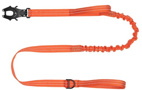 ICEFANG Tactical Dog Leash,K9 Training Walking Bungee Lead with 2 Control Handle,Heavy Duty Quick Release Metal Clasp,for Medium Large Breed (Reflective Orange, 6 FT)