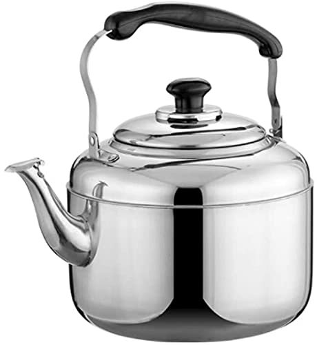 AGrAdi Hervidor silbante para vitrocerámica, Tetera silbante para Acampar, Tetera de Acero Inoxidable para Estufa, Tetera silbante Superior (Plata 6L)