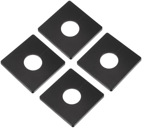 QUARKZMAN 4 Stück Wand-Split-Flansch, ABS Quadratische Selbstklebende Rosettenplatte mit 33mm/1,3 Zoll Durchmesser Loch, Wasserrohrabdeckung für Wasserhahn-Dekoration, Schwarz