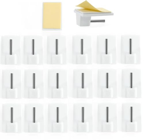 Cheerhom 20 pezzi ganci autoadesivi per tende, ganci adesivi per guide per tende, ganci adesivi per tende ganci autoadesivi bianchi per guide per tende, 1,9 X 2,8 X 1,3CM