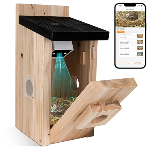 RAINBEAN Smart Bird House with Camera, 4MP Nesting Box Camera for Outdoor Use, Automatic Recording of Bird Videos and Motion Detection, Watch Nesting and Hatching