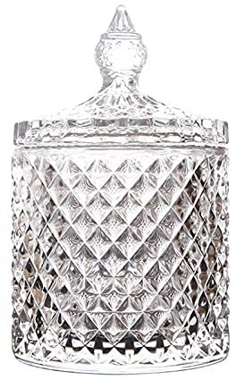BgnEhRfL Sucrier avec Couvercle, sucrier Transparent en Cristal avec Couvercle, Organisateur de Bonbons en Verre, Bol Sala avec Couvercle en Verre for la Cuisine du Bureau à Domicile, 3,35 x 5,51