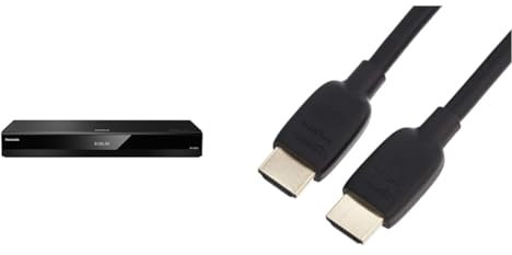 Panasonic DP-UB820EB 4K Ultra HD Blu-ray Player & Amazon Basics HDMI Cable, 48Gbps High-Speed, 8K@60Hz, 4K@120Hz, Gold-Plated Plugs, Ethernet Ready, 0.9 m, Black