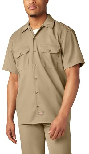 Dickies Kortärmad arbetsskjorta för herr, Khaki, L