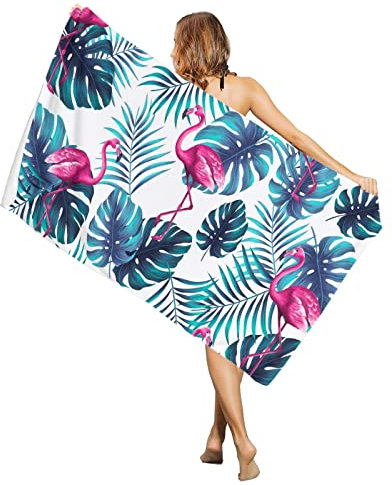 Badetuch Sommerliche Kokosnussblätter Mikrofaser Handtücher Groß Duschtücher Tragbares Badetuch Groß, Für Schwimmbad, Schwimmen, Reise, 80x130cm