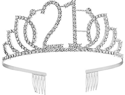 BELLIFFY Diadème Pour Anniversaire Couronne De Décoration De Gâteau Accessoire De Fête Chic Et Headdress Argenté