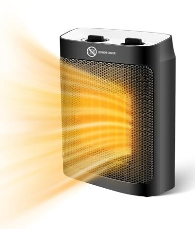 Maxesla Calefactor Eléctrico de Bajo Consumo, Calentador de Ventilador Cerámico de 1500W, 2 Modos de Temperatura, Protección contra Sobrecalentamiento y Vuelco, para Dormitorios o Baños