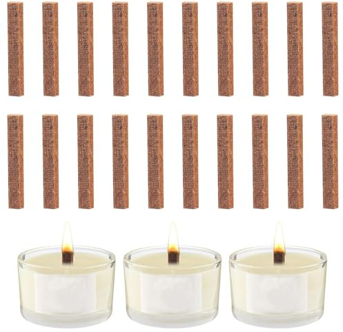WestCH 20 Stück Dauerdocht für Kerzenreste, Dauerdocht für Wachsfresser Indoor Outdoor Kerzenrestefresser Ersatzdocht für DIY Kerzenherstellung,Dauerkerze Outdoor,Tischfeuer,Schmelzlicht