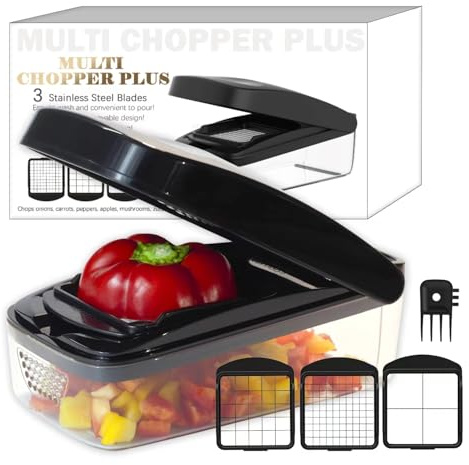 KITIDEA Vegetable Chopper, Food Choppers, Onion Chopper, Veggie Choppers, Onion Dicer, Potato Dicer Cuber with Container, Onion Dicer & Vegetable Dicer (Black)