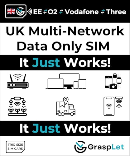 GraspLet UK Multi-Network Data SIM Card | Auto Switches Between All UK Networks | Compatible with EE, O2, Three & Vodafone (1GB Data - 12 Months)