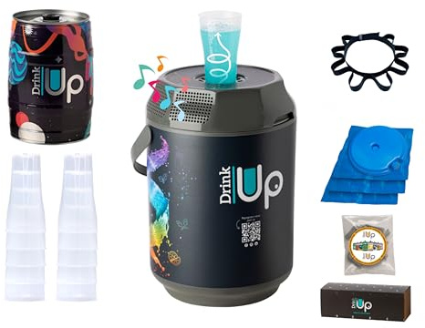 DRINK UP décor Mix : 10 verres + 1 ceinture porte verres - Tireuse Portative pour toutes boissons y compris pour les fûts Beertender-Bières et cocktails-20h de froid sans électricité