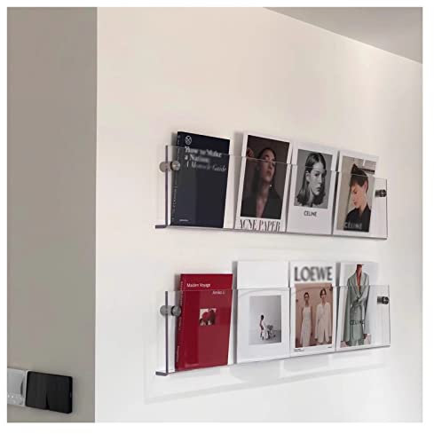 Zeitschriftenhalter aus transparentem Acryl, 2er-Set, Prospektständer zur Wandmontage, Regal zur Literaturaufbewahrung für Wartezimmer, Wohnbereich, Büro, 15,7 Zoll Länge