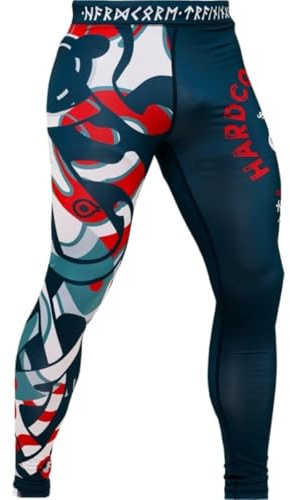 Hardcore träningsbyxor herr leggings baslager no Gi MMA BJJ brottning brottning brottning spats tights, Vit blå, XS