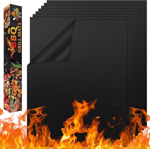 CIRULLI Set di 8 Tappetini per barbecue, 50 x 32 cm, Fibra di vetro, Senza PFOA, per griglie a gas e carbone, riutilizzabili, antiaderente al 100%