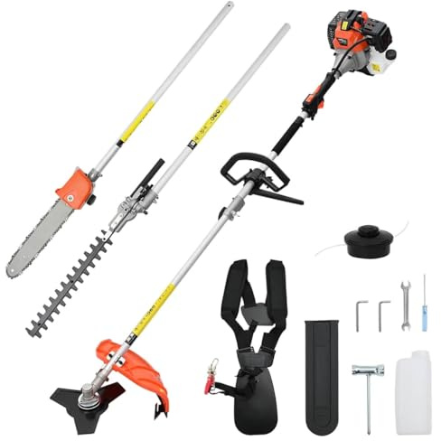 vidaXL Röjsåg 4-i-1 funktion orange 52 cc 1,45 kW, grästrimmer, ogräsrensare, ogrästrimmer, häcksax, ogräsrensare, bensingrästrimmer, kantgrästrimmer