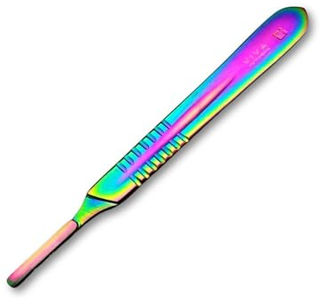 VIVA INSTRUMENTS Premium Surgical Scalpel Blades Handle Set No 3,4,7 and 9 Beaver Blade Holders Precision Crafted for Medical Surgical and Crafting Use Durable Sterilization (Titanium RANINBOW, No.4)