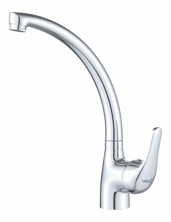 CATA Grifo De Cocina CBA CROMO/E Monomando Caño Alto Giratorio 360º Acero Inoxidable Aireador Anticalcáreo Cartucho Cerámico Apertura En Frío Reductor Caudal 5L Conexión Flexible Acabado Inox