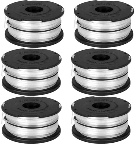 Dxyue 6 Pack DF-065 Replacement String Trimmer Spool for Black and Decker GH710 GH700 GH750 DF-065-BKP Weed Eater, Auto Feed Dual Line 36ft 0.065