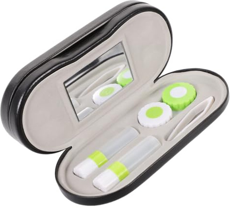 CALLARON Lens and Eyeglass Case Black Portable Double-Sided Travel Lens Kit Compact Storage for and Glasses Protection at Home or On-The-go