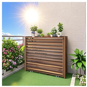 HUFIREHU ClôTure De Climatisation éCran De Confidentialité ExtéRieur ClôTure Support De Climatiseur Caché Support Bois Cache Pompe A Chaleur ExtéRieur ClôTure Pour Unité De Climatisation(85*35*75cm)