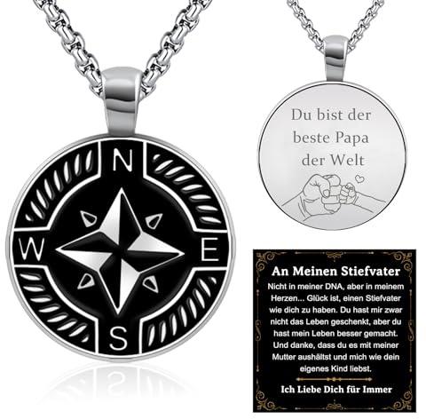 FANCIBAND Collana da uomo in acciaio inox con bussola/ciondolo a forma di ancora, regalo per uomo/partner, figlio/ragazzo/papà/amico/fratello, Acciaio inossidabile, Nessuna pietra preziosa