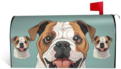 GTKSYNVE Lustige englische Bulldogge Briefkastenabdeckungen, magnetisch, Standardgröße, 64,8 x 53,3 cm, dekorative Briefkastenabdeckung, wasserdichte Briefkasten-Abdeckung, personalisierte