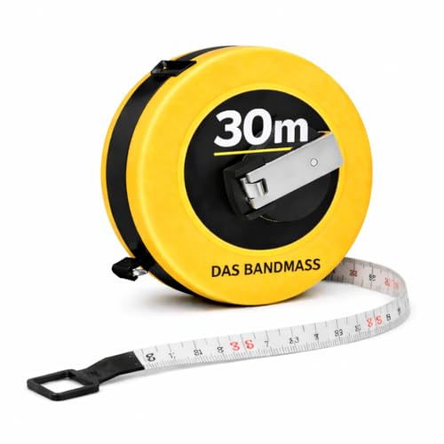 Cinta métrica XXL de 30 metros con soporte, cinta métrica robusta y cinta métrica para medir con precisión con bloqueo, cinta métrica y cinta métrica con sistema de enrollado (30 metros)