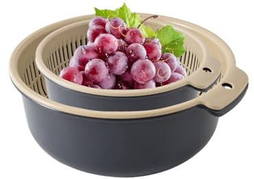 Passoire avec Saladier | Passoire de Lavage pour Aliments | Conteneur Empilable à Drainage Rapide pour Riz Pâtes Préparation Culinaire