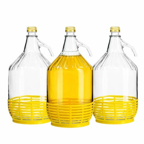 made in home 5L Glasballon Gärbehelter Gärballon Weinballon Glasflasche Flasche Korb/Schraubverschlus (2)