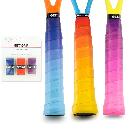 GET A GRIP Racket Overgrips – Anti-Slip Tennis Grip Wrap, Sweat Absorbent & Quick-Dry Handle Tape for Tennis, Padel & Pickleball (Big 3 Pack)