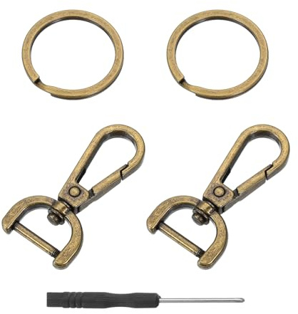 sourcing map 4 Stück Drehbarer Geldbörsenverschluss, 1,5 cm D-Ring-Karabinerhaken mit Schlüsselring und Schraubendreher, Grau