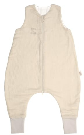 PERLETTI Saco de Dormir Bebe Tog 1 con Pies y Sin Mangas - 100% Algodón Orgánico Verano Primavera Transpirable para Niño Niña 12-24 y 24-36 Meses - Saco Dormir Infantil Ligero (Beige, 24-36 Meses)