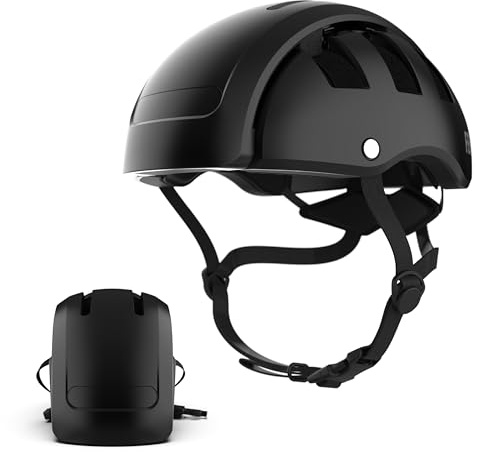FEND Super vikbar cykelhjälm – patenterad smart vikbar 50 % kompakt design, CPSC/EN1078-certifierad, för vuxna, pendlare, elcyklar, skotrar (sotsvart, S)