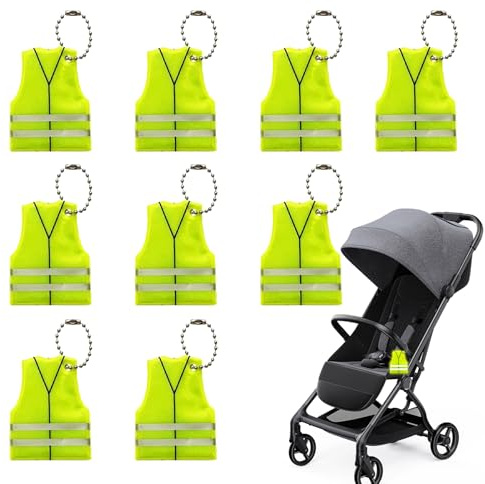 Zuasdvnk Reflektierender Schlüsselanhänger, reflektierend, 9 Stück, in Form Einer Warnweste, fluoreszierend, für Jacke, Tasche, Rollstuhl, Fahrrad, Rucksack