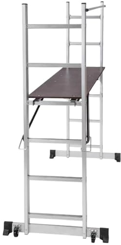 Escalera de trabajo aluminio, plataforma escalonada, andamio multiusos, torre, plegable 3 en 1, escalera Andamio plegable portátil
