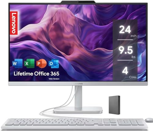 Lenovo IdeaCentre Everyday Tasks 24 Full HD All-in-One Desktop Computer • Lifetime Office 365 for The Web • Intel 4-Cores • 2TB SSD • 32GB RAM • Keyboard and Mouse • Windows 11