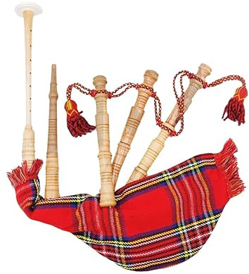 Mini Cornamusa Scozzese per Bambini – Strumento Musicale delle Highlands in Sheesham e Palissandro Fatto a Mano | Cornamuse Tradizionali per Principianti (Royal Stewart con corda)