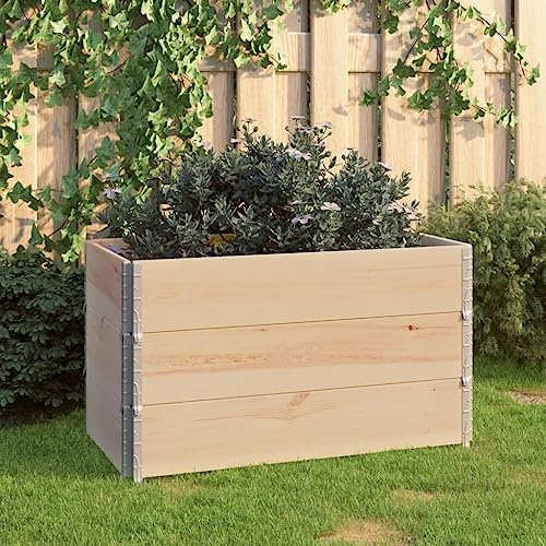 Ziaphsol Upphöjda bäddar 3 stycken 50 x 100 cm furu massivt trä stapelbar väderbeständig balkong trädgård planteringskärl planta kruka för utomhus och inomhus användning