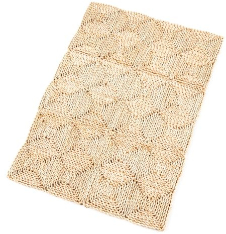 NaDeco Strohteppich 60x90 cm aus Maisstroh, handgeflochtener Naturteppich mit 4 Karos, Naturfaserteppich in Naturfarbe, Boho Teppich rechteckig, Maisstrohteppich für Wohnzimmer, Flur & Schlafzimmer