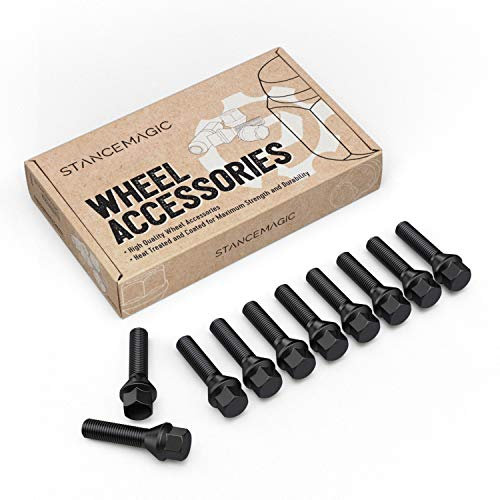 10pcs Extended Lug Bolts 14x1.25 (40mm Shank Length - Not OEM Length, Cone Seat) Compatible with BMW 228i 320i 328i 335i 428i 435i 528i 535i 535d 550i F10 F30 640i M3 M4 M5 M6 X3 X5 - Black